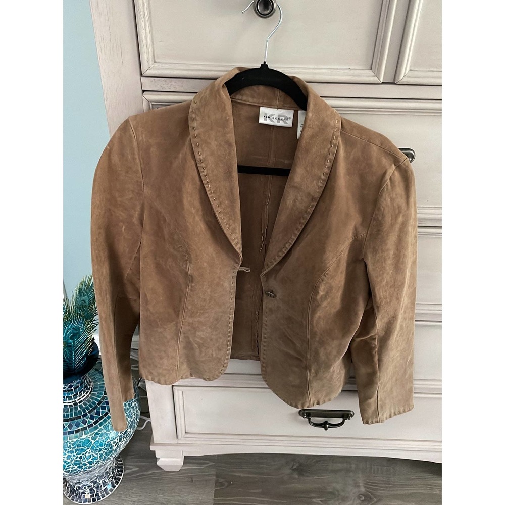 Beautiful vintage beige women’s Kim Rogers small leather jacket small